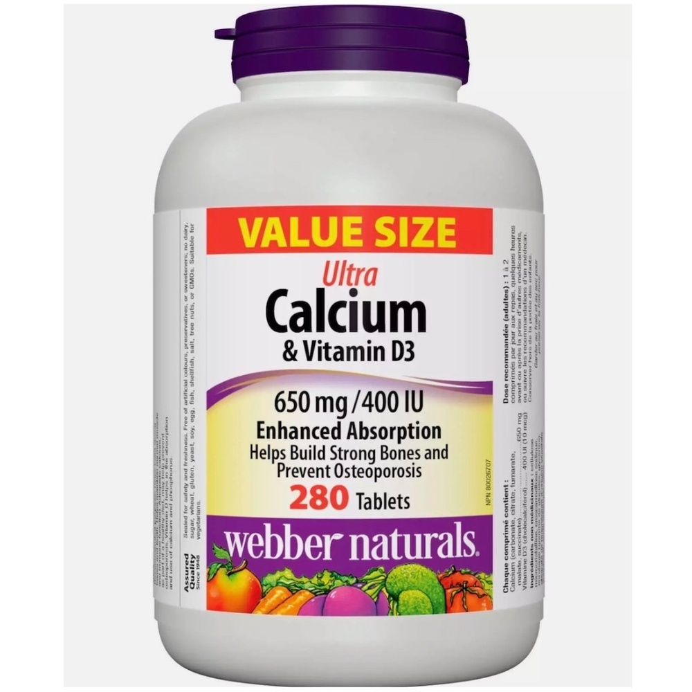 Webber Naturals Ultra Calcium & Vitamin D3 650mg/400IU 280 pcs Value Size